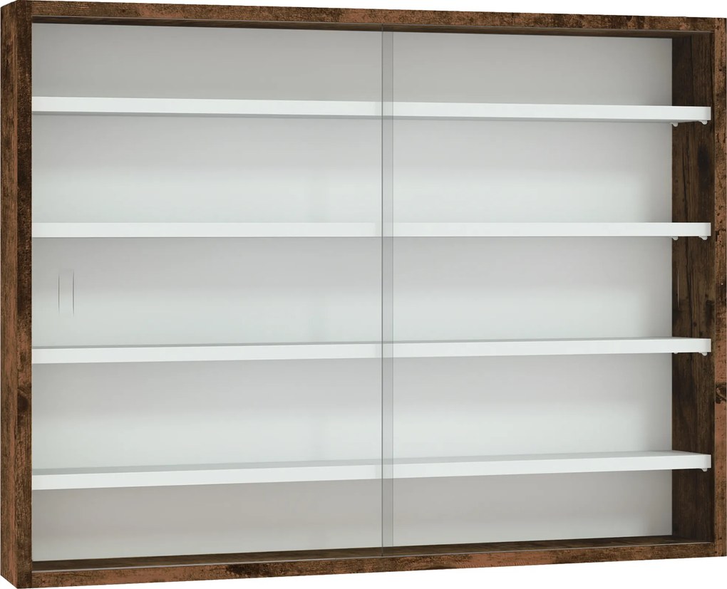 HOMCOM Vitrine Mural para Coleções 80x9,5x60 cm 4 Prateleiras Ajustáveis Branco e Castanho | Aosom Portugal