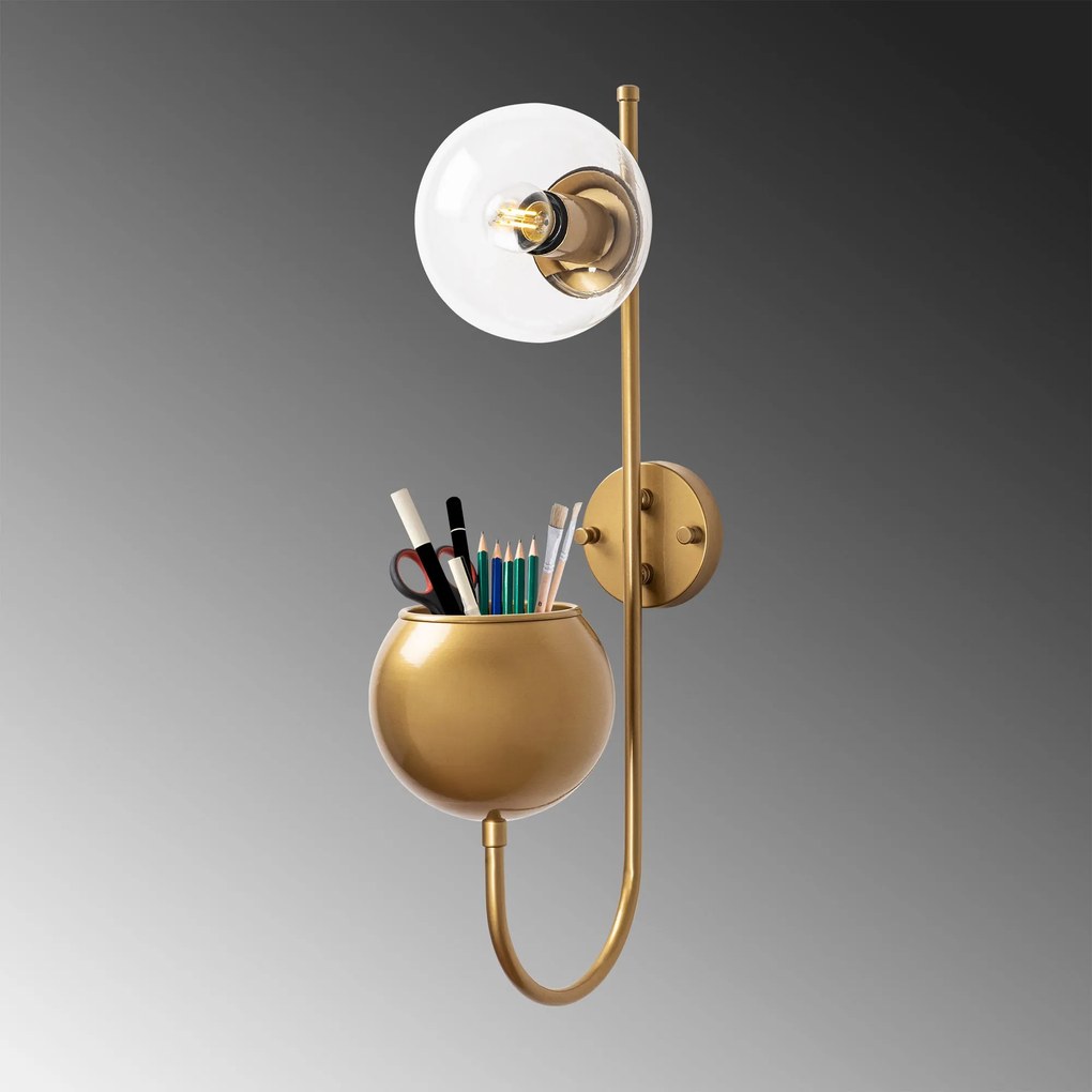 Aplique de Parede Pot – Ouro Brilhante – 15 x 23 x 61 cm