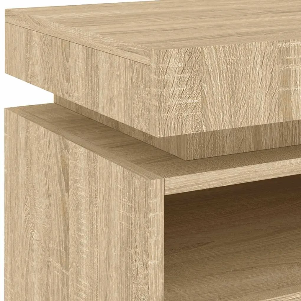 Mesas cabeceira c/ luzes LED 2 pcs 40x39x48,5cm carvalho sonoma