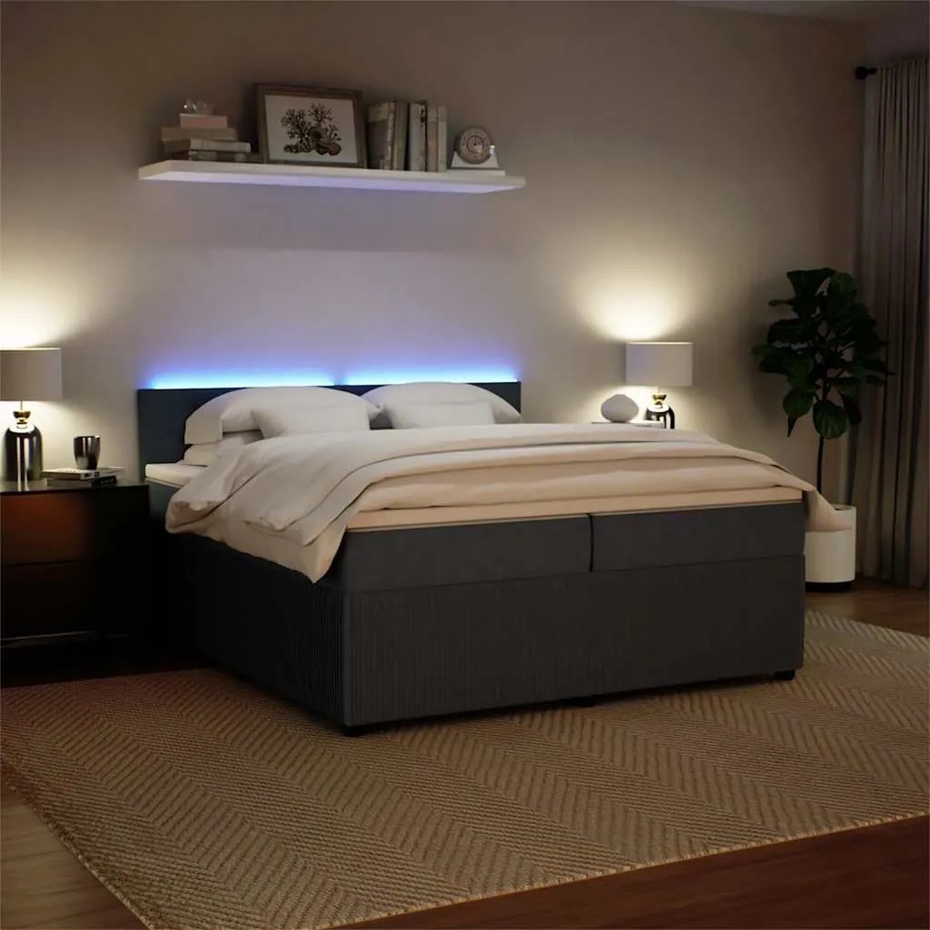 Cama com molas/colchão 200x200 cm veludo cinzento-escuro