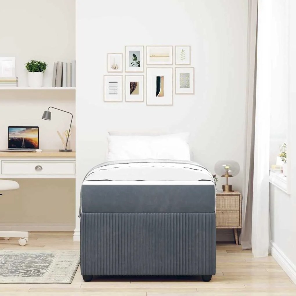Estrutura de cama com colchão Cinzento escuro 90 x 190 cm