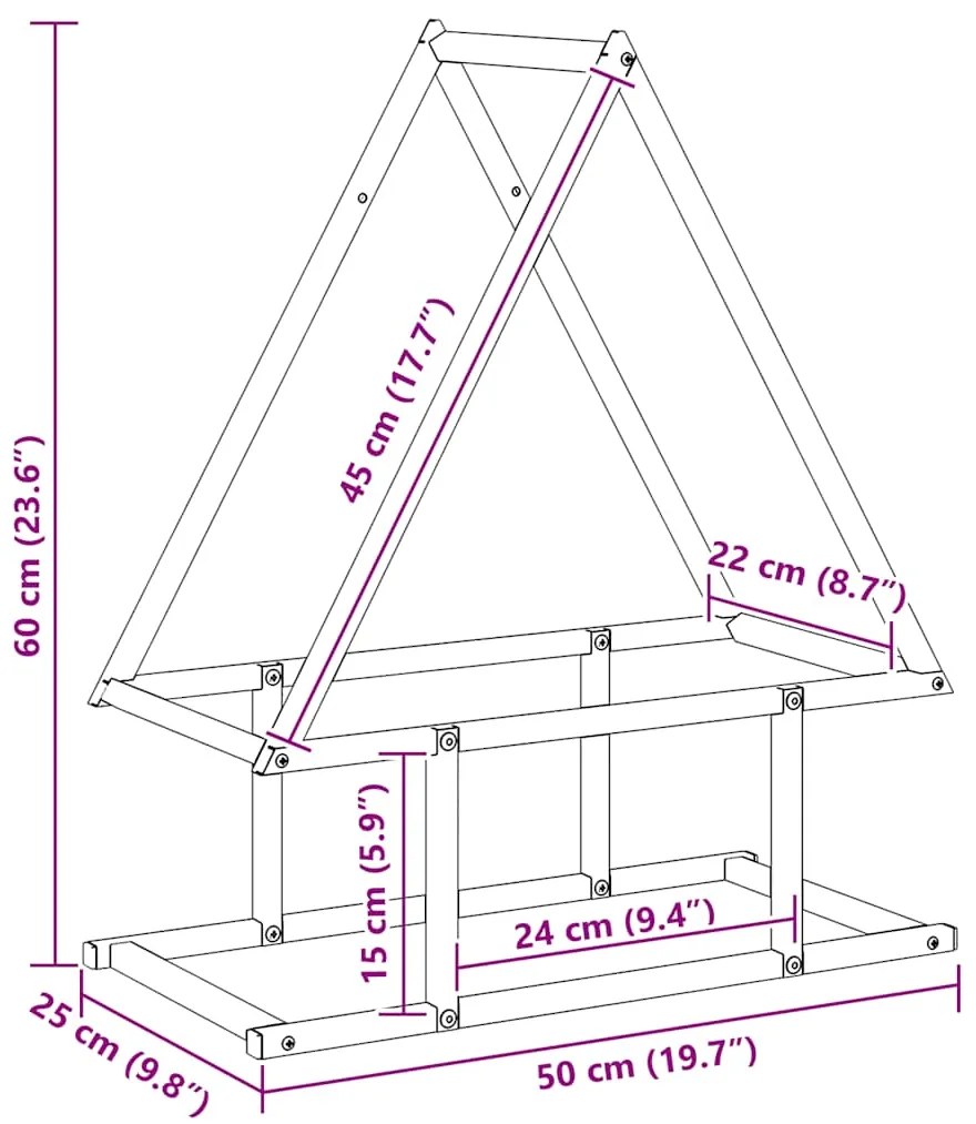 Suporte para lenha 50x25x60 cm aço laminado a frio antracite