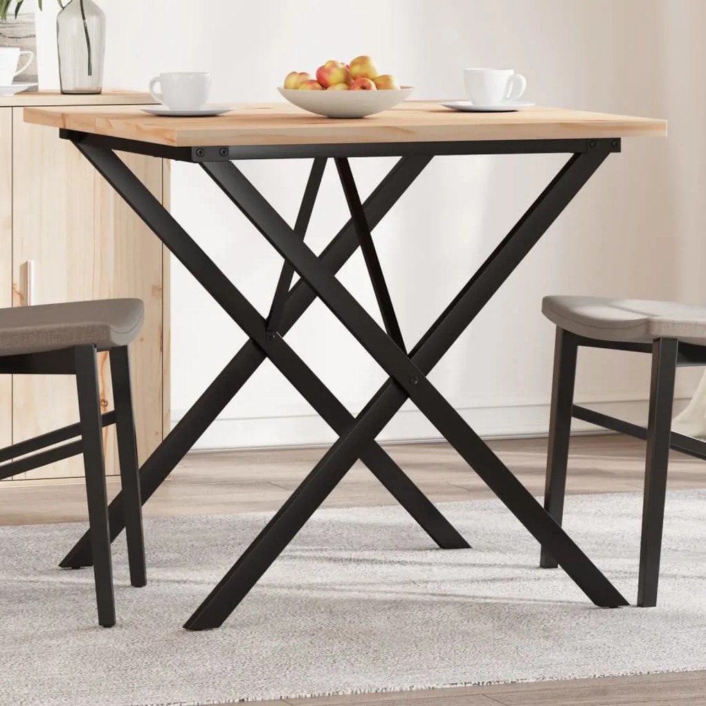 Mesa de jantar estrutura em X 90x90x75,5 cm pinho/aço
