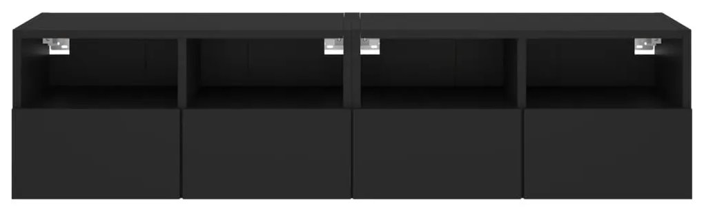 Móveis de parede p/ TV 2 pcs 60x30x30cm derivados madeira preto