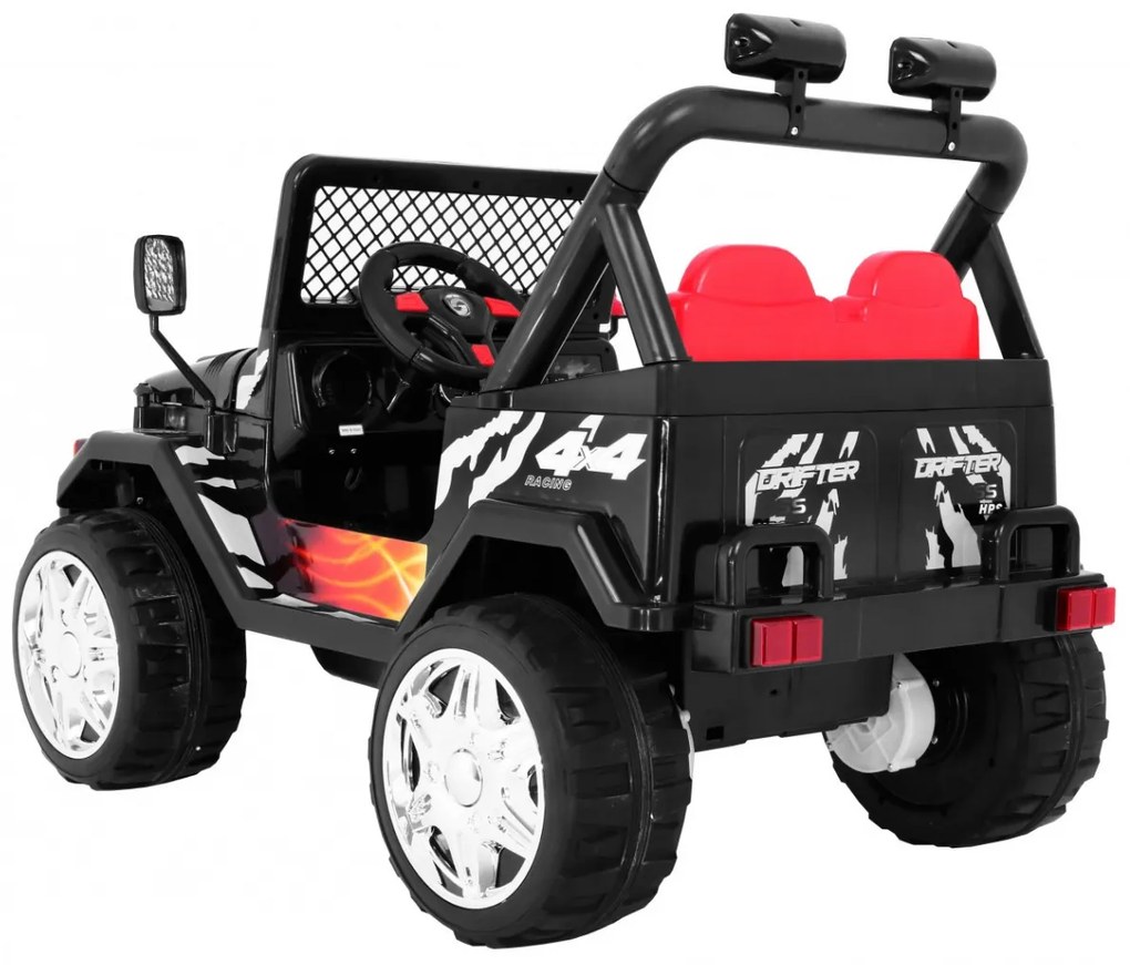 Jipe elétrico para Crianças 12V RAPTOR Drifter Rodas de EVA Preto