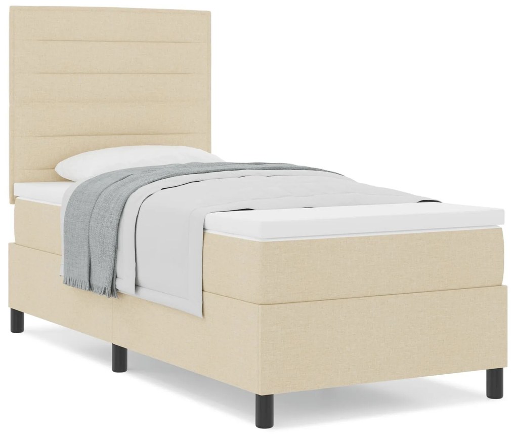 Cama Box com Colchão Creme 90x200 cm Tecido