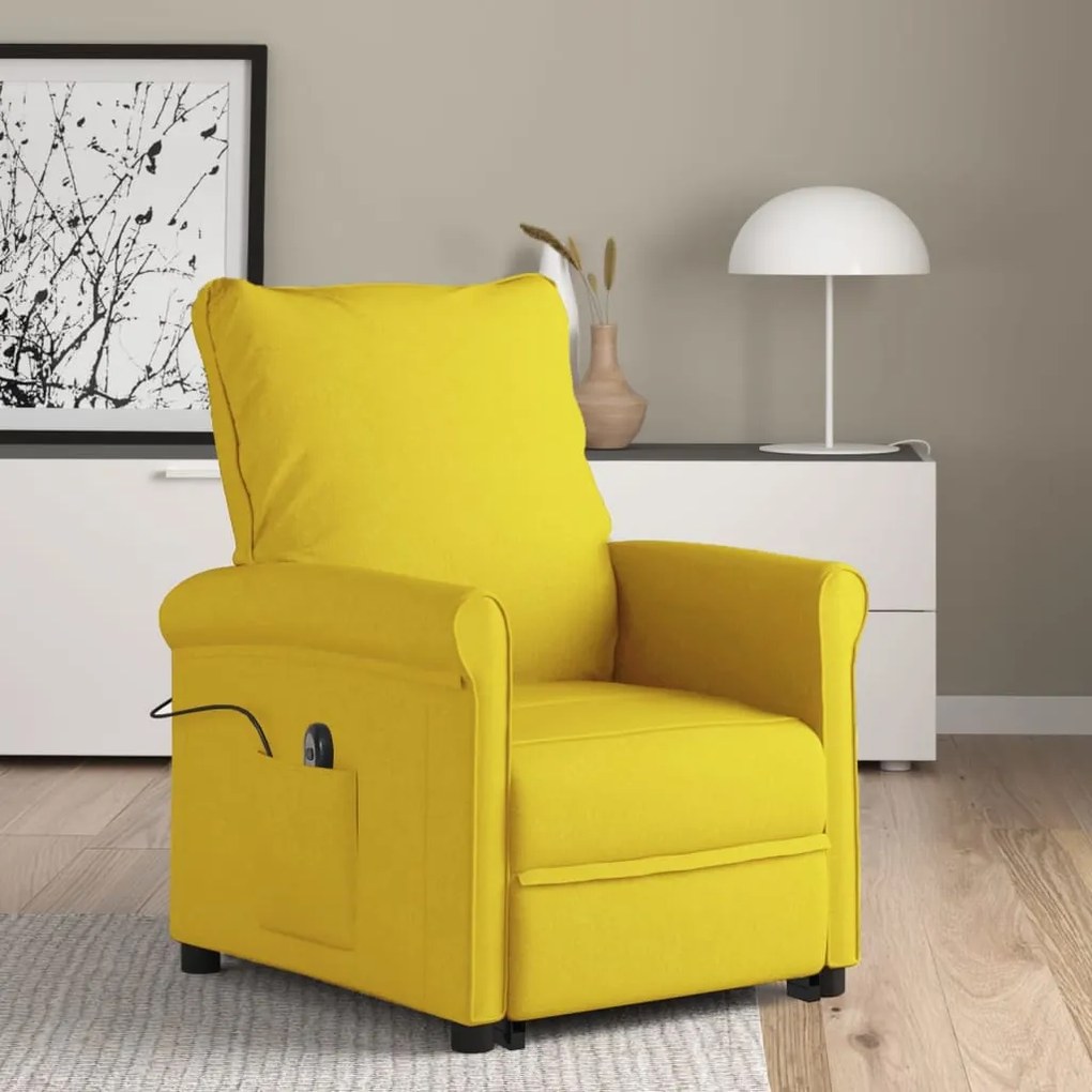 vidaXL Poltrona elevatória tecido amarelo