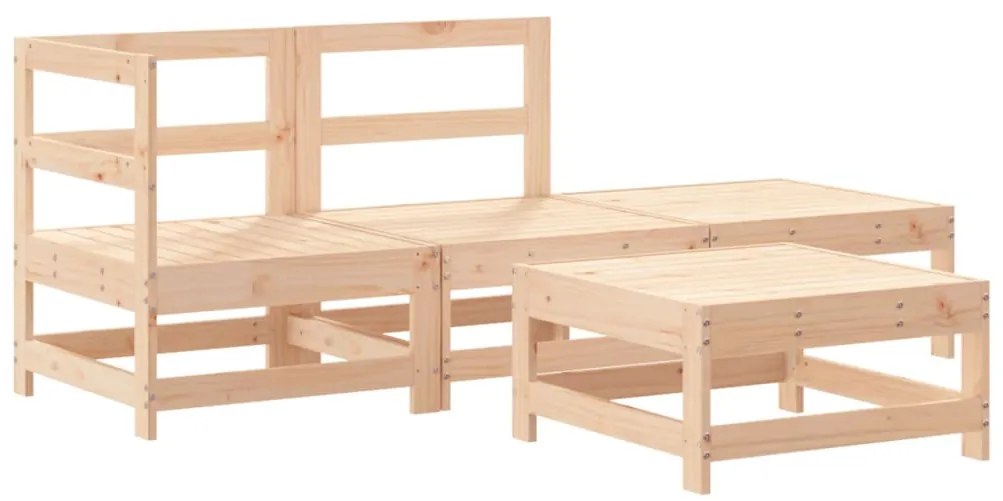 4 pcs conjunto lounge jardim c/ almofadões madeira maciça