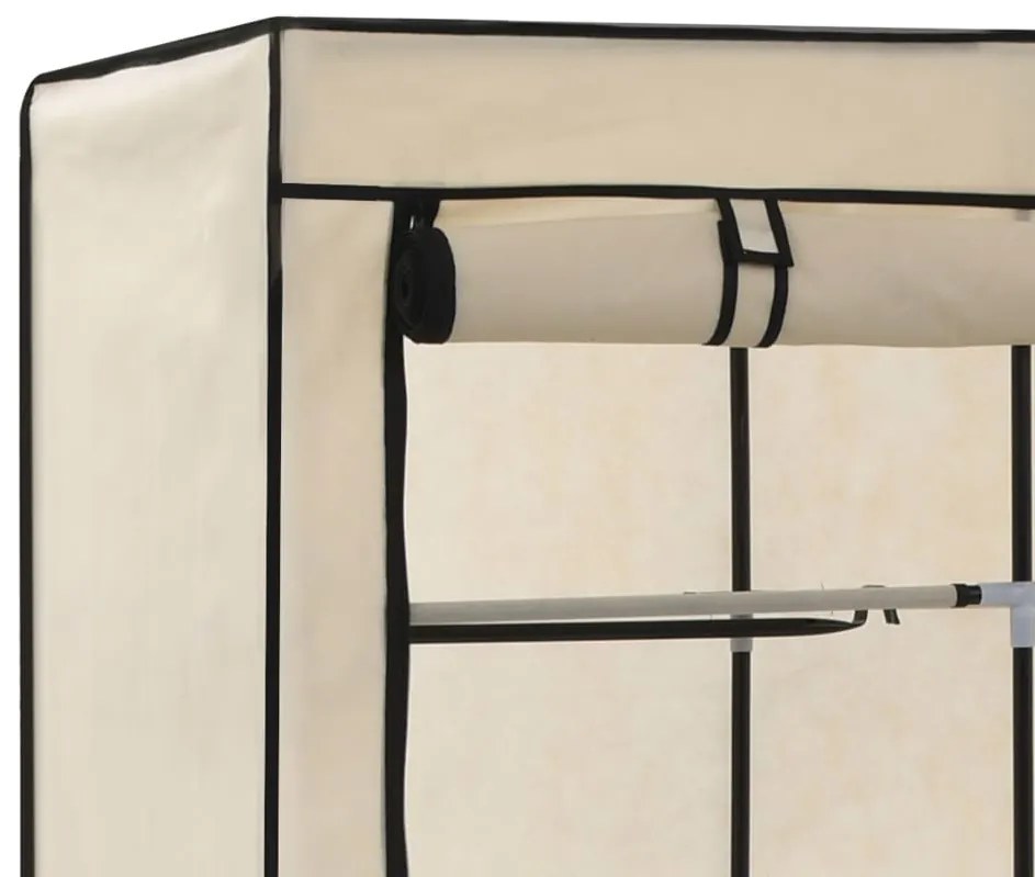 Roupeiro c/ compartimentos e varões 150x45x175 cm tecido creme