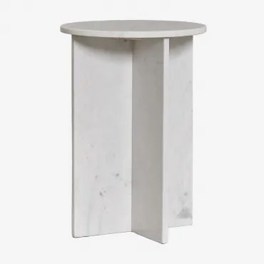 Mesa Lateral Redonda Ø35 Cm Em Mármore Mencia Mármore Branco - Sklum