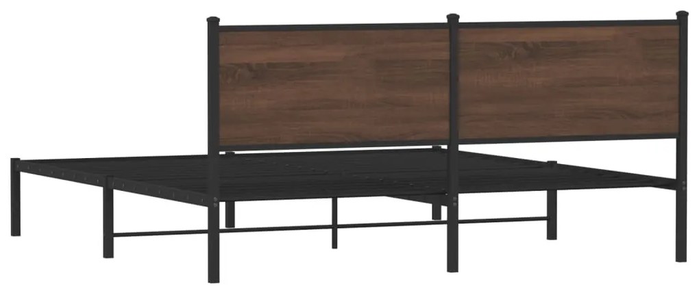 Estrutura cama com cabeceira 160x200 cm metal carvalho castanho