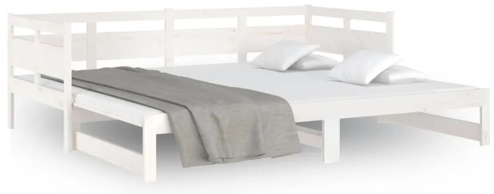 Estrutura sofá-cama de puxar pinho maciço branco 2x(90x190) cm