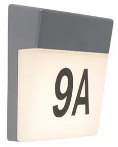 Candeeiro de parede para exterior cinzento incluindo LED e número da porta IP54 - Números Moderno
