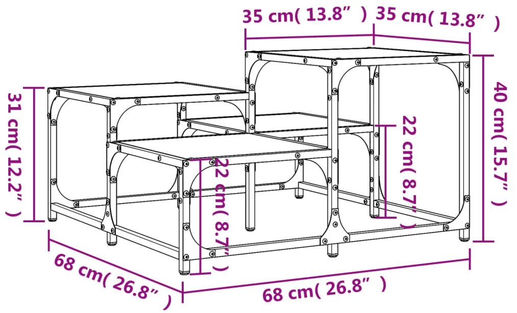Mesa de centro 68x68x40 cm derivados de madeira cinzento sonoma