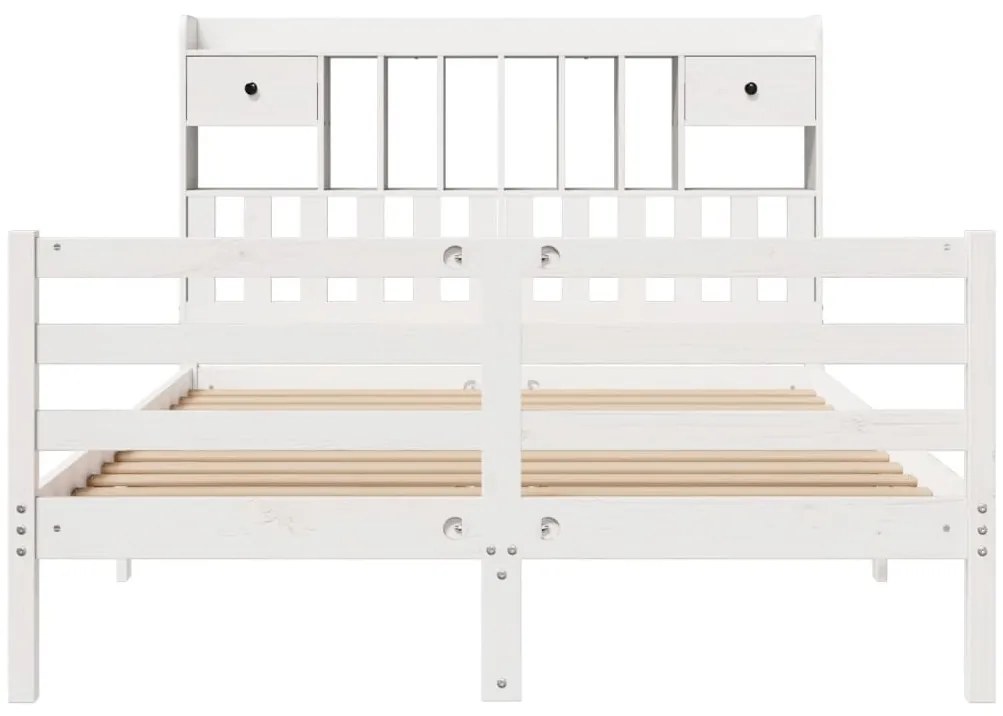 Cama com estante sem colchão 160x200 cm pinho maciço branco