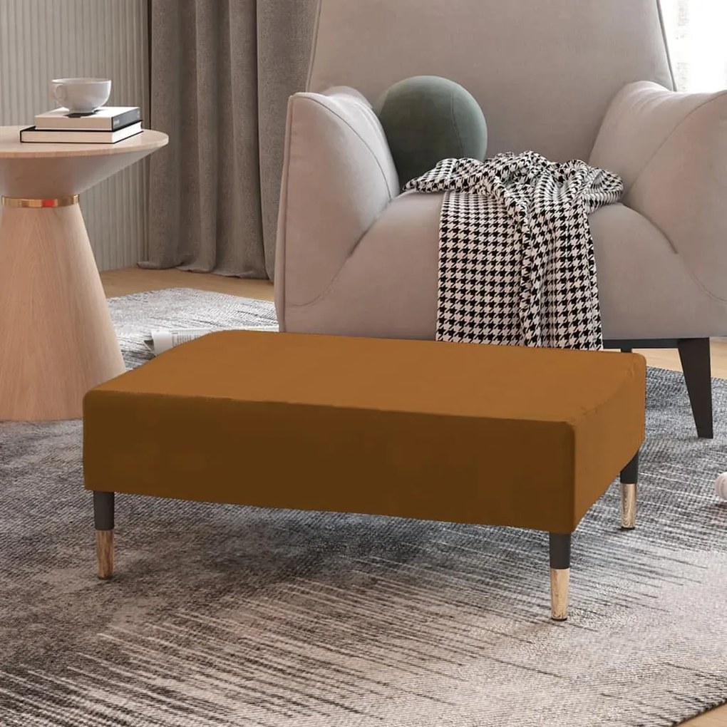 vidaXL Apoio de pés 78x56x32 cm veludo castanho