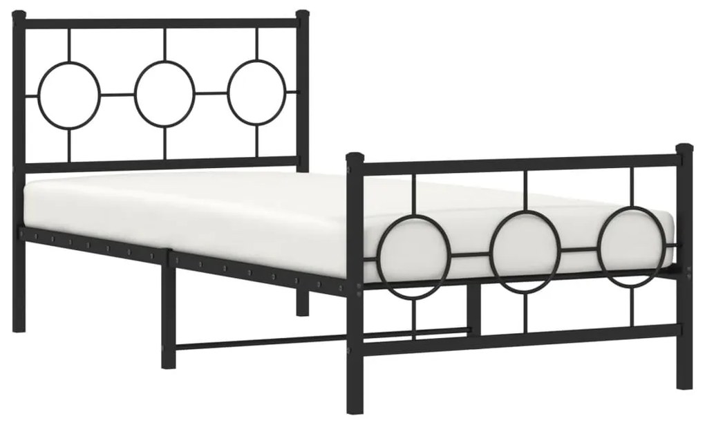 Estrutura de cama com cabeceira e pés 90x200 cm metal preto