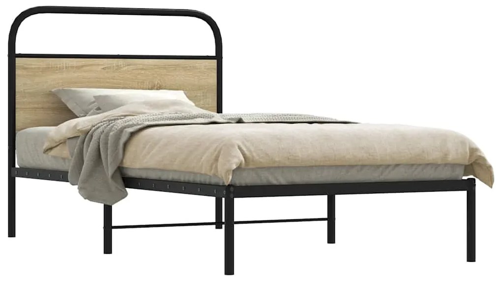 vidaXL Estrutura cama s/ colchão derivados de madeira carvalho sonoma