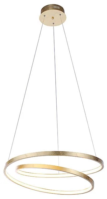 Candeeiro de suspensão design dourado 55 cm com LED regulável - Rowan Design