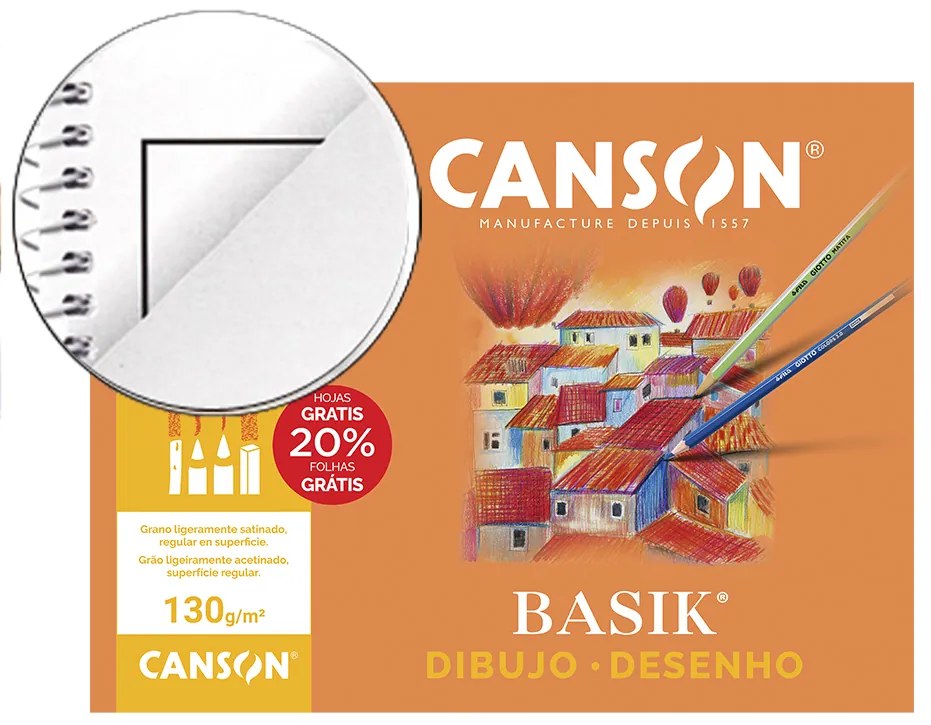 Papel de Desenho Basik 210x297 130 gr com Esquadria em Minipack de 10 Folhas