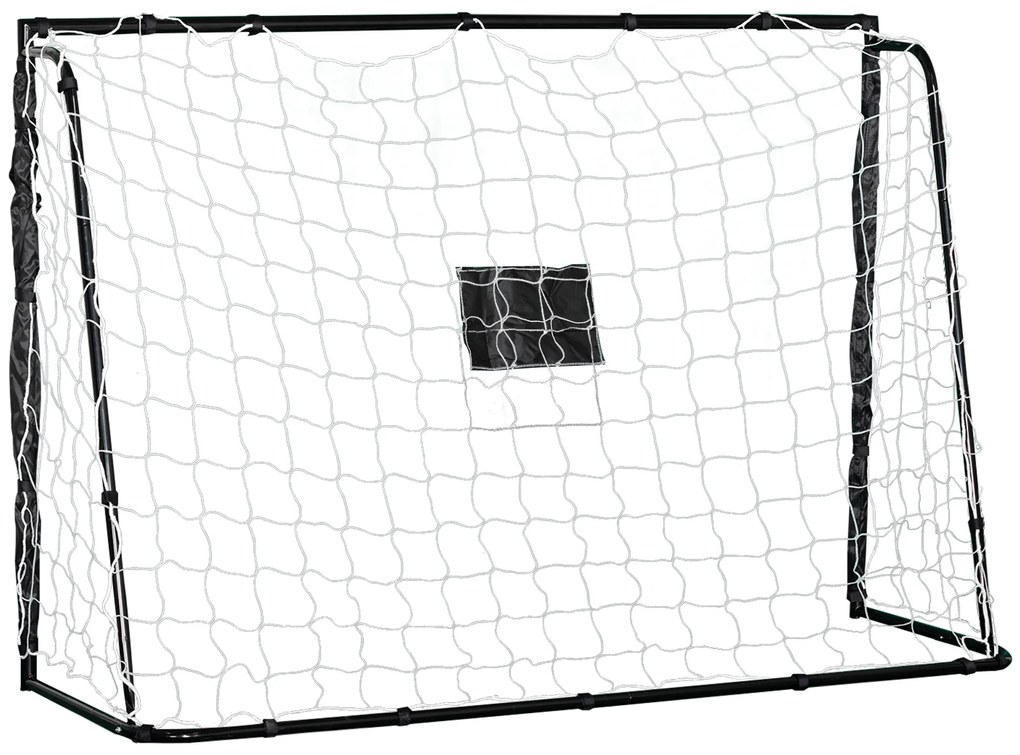HOMCOM Gol de futebol gol de futebol estrutura de metal rede de PE estacas &amp; ferramenta incluídas dim. 186C x 62L x 123A cm preto branco | Aosom Portugal
