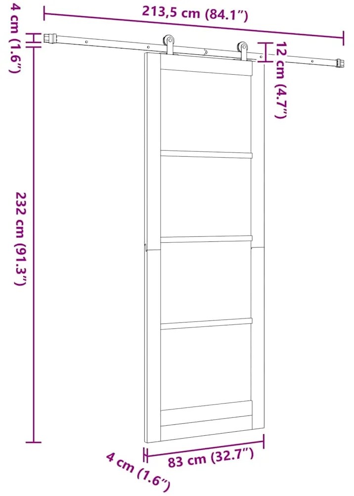 Porta Deslizante vidaXL com Conjunto de Ferragens "ORKDAL" Branca 83x2