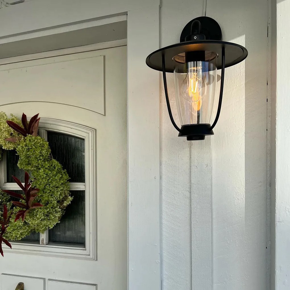 Candeeiro de parede exterior moderno preto - Khana