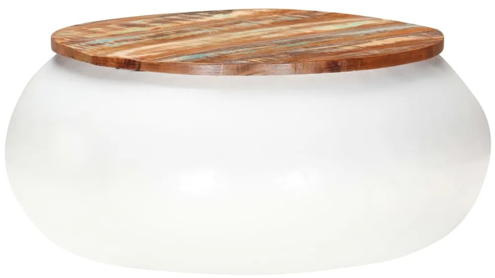 Mesa de centro 68x68x30 cm madeira recuperada maciça branco