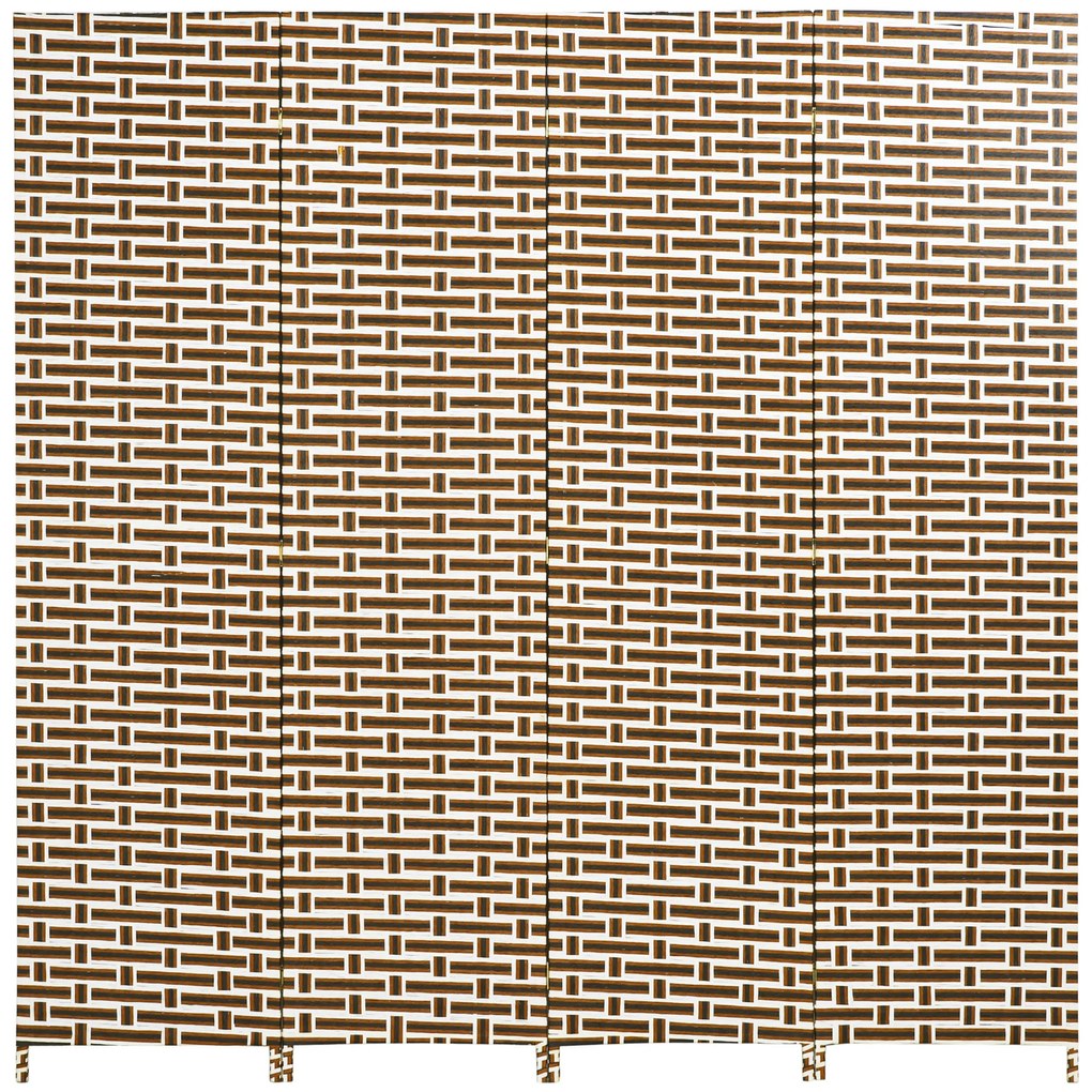 HOMCOM Biombo Separador de Ambientes de 4 Paineis Dobrável Separador de Ambientes Decoração Elegante 180x180cm Marrom e Branco | Aosom Portugal