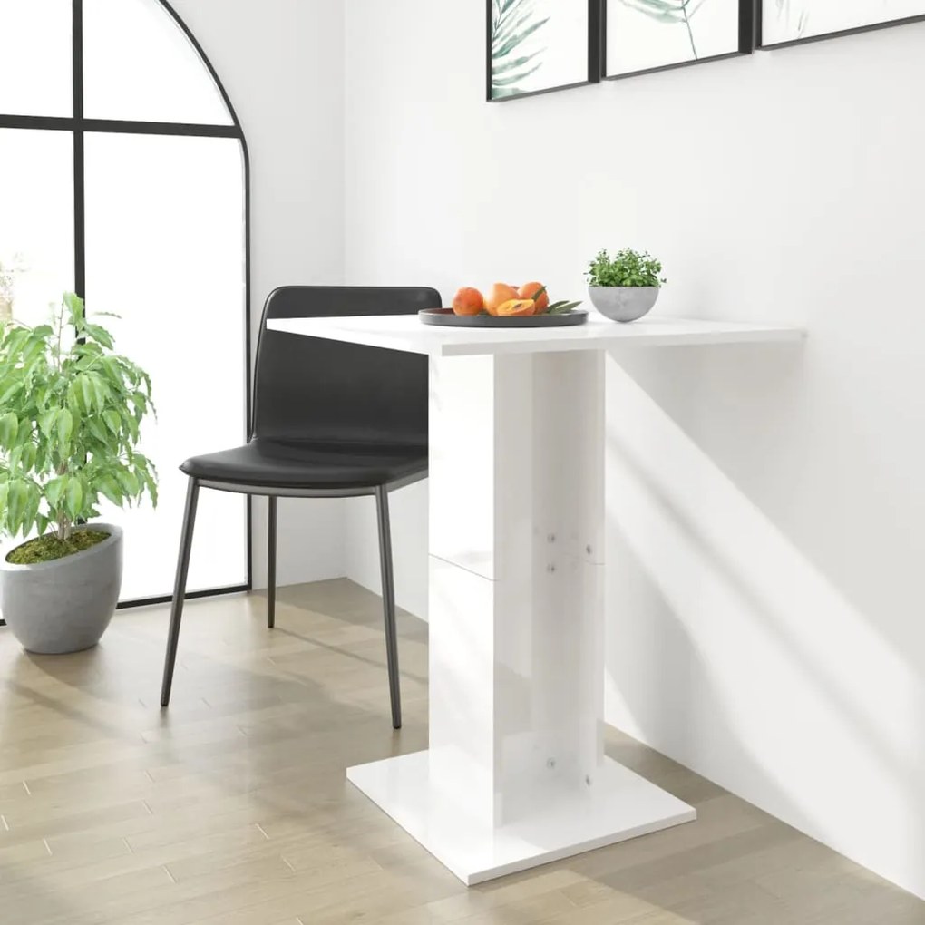 vidaXL Mesa bistrô 60x60x75 cm derivados de madeira branco brilhante