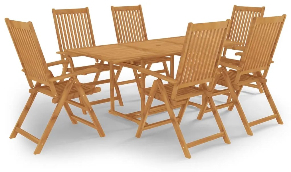 3059565 vidaXL 7 pcs conjunto de jantar para jardim madeira de teca maciça