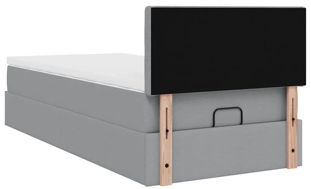 Estrutura cama otomana colchão 90x190 cm tecido cinzento claro
