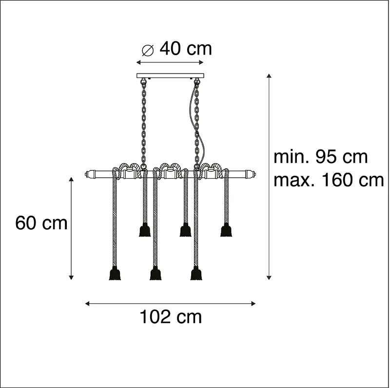 LED Candeeiro de suspensão inteligente preto 6-luzes incl. Wifi G95 - Plural Industrial,Country / Rústico