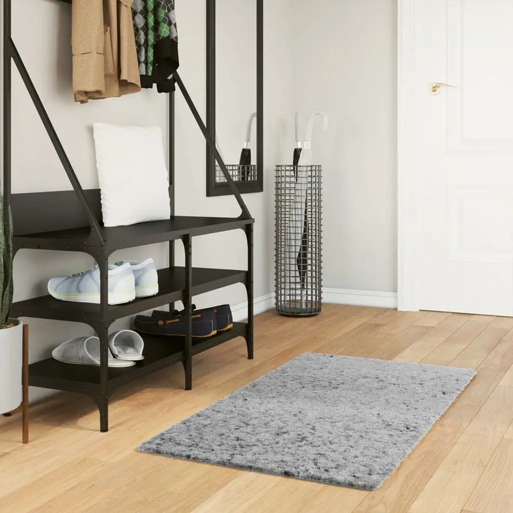 vidaXL Tapete shaggy de pelo alto PAMPLONA 60x110 cm cinzento