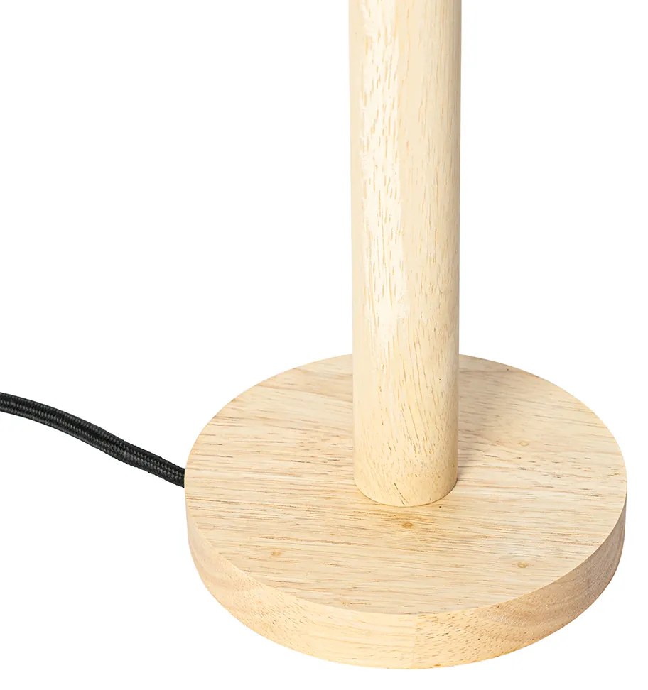 Candeeiro de mesa madeira com abajur oval de linho branco 25cm - Mels