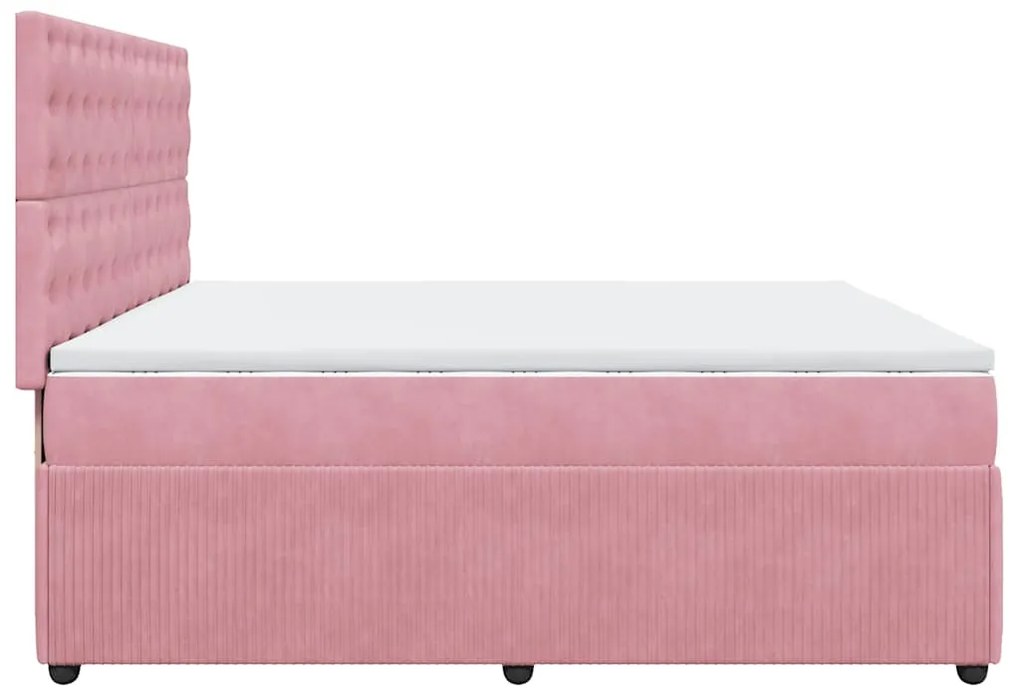 Cama com molas/colchão 200x200 cm veludo rosa