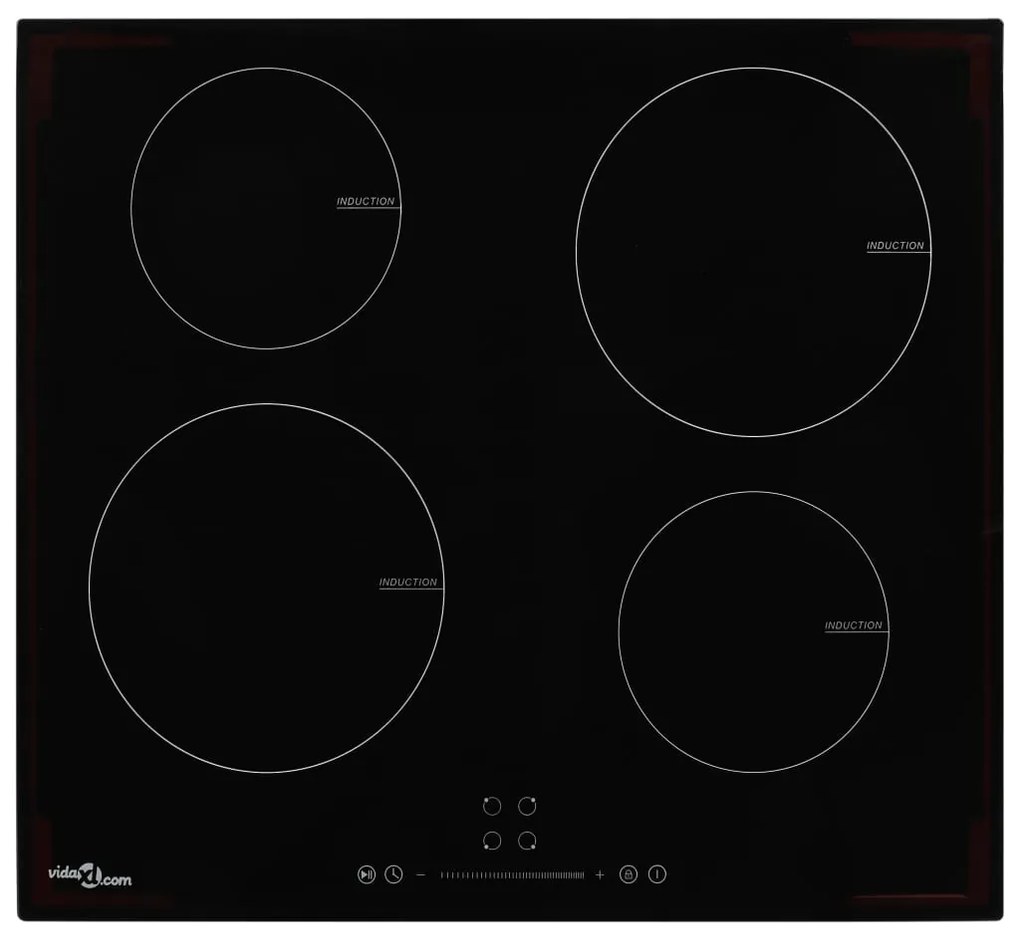 vidaXL Placa de indução com 4 discos controlo tátil vidro 7000 W