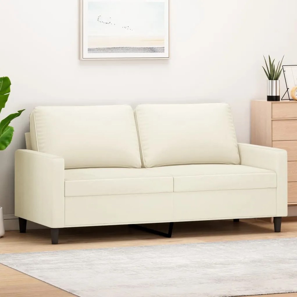 Sofá de 2 lugares veludo 140 cm cor creme