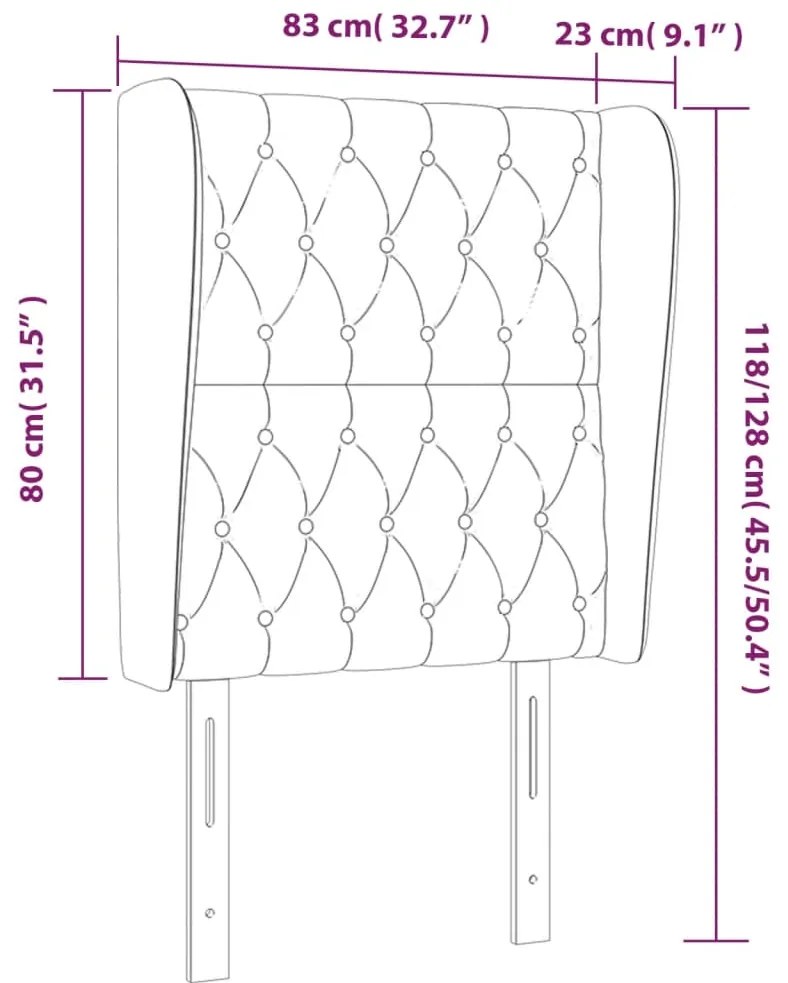 Cabeceira de cama c/ abas tecido 83x23x118/128cm cinzento-claro