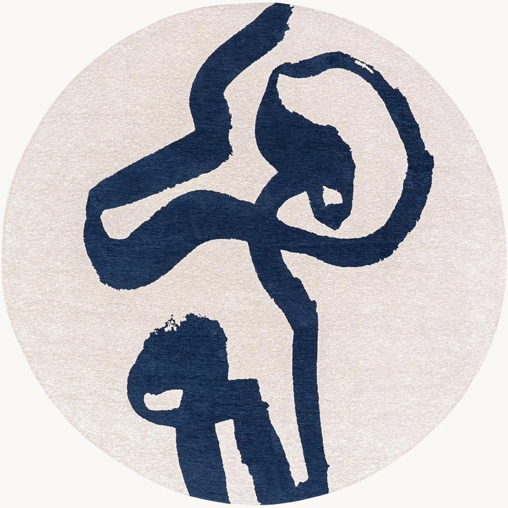 Tapete lavável redondo jacquard para interior e exterior Ribbon