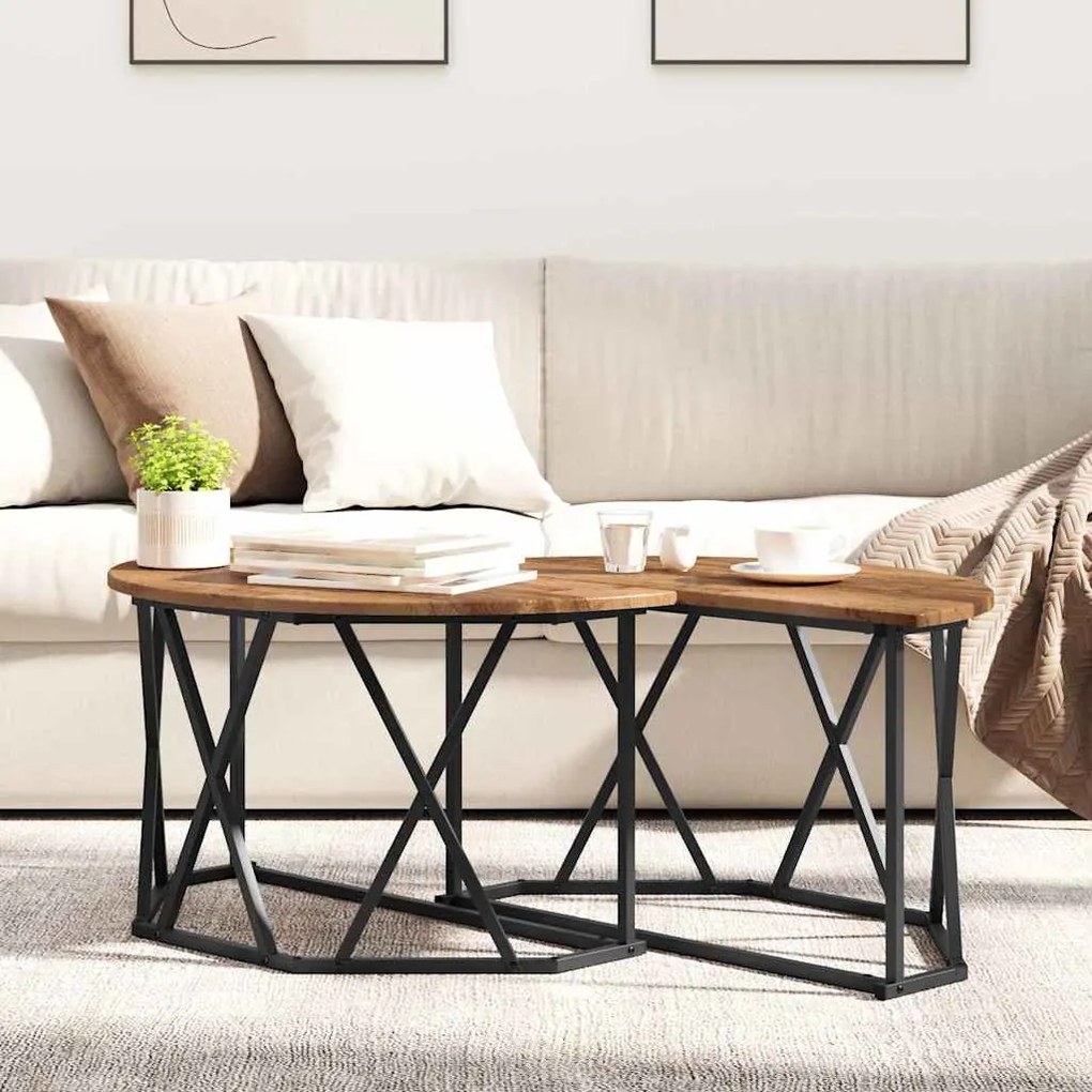 Mesa de Centro vidaXL Madeira Velha 80x80x42 cm em Madeira de Engenhar