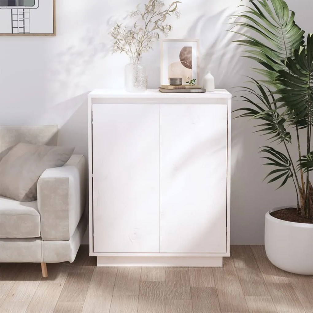 vidaXL Aparador 60x34x75 cm madeira de pinho maciça branco