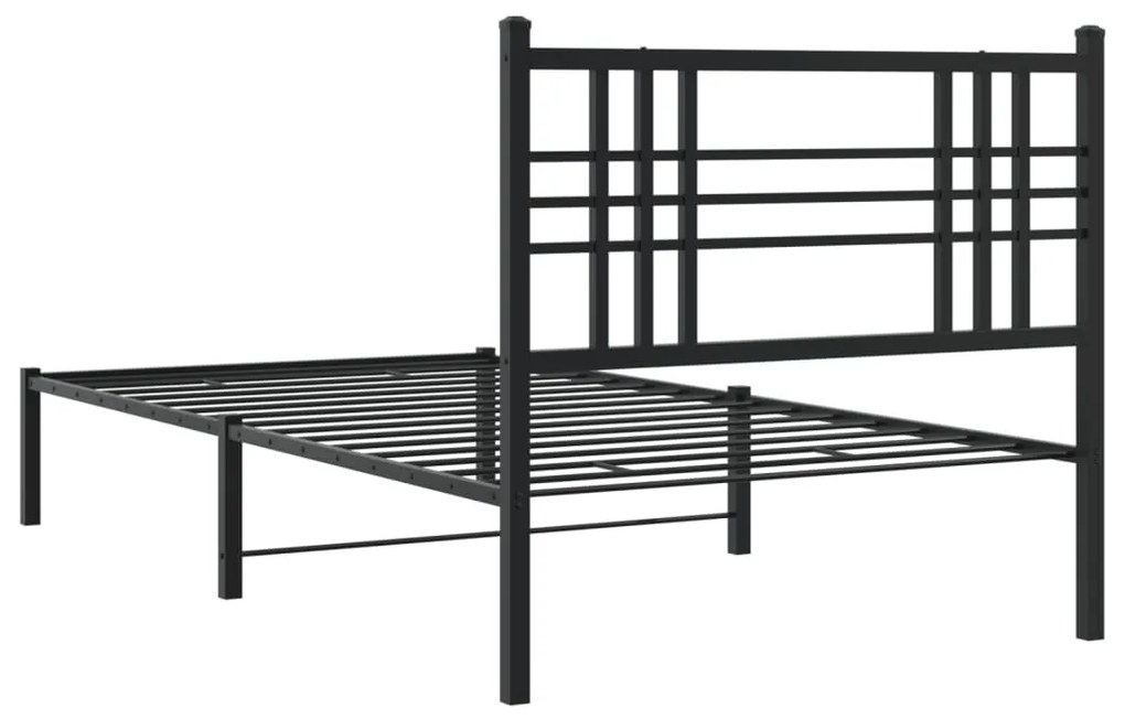 Estrutura de cama com cabeceira 90x200 cm metal preto
