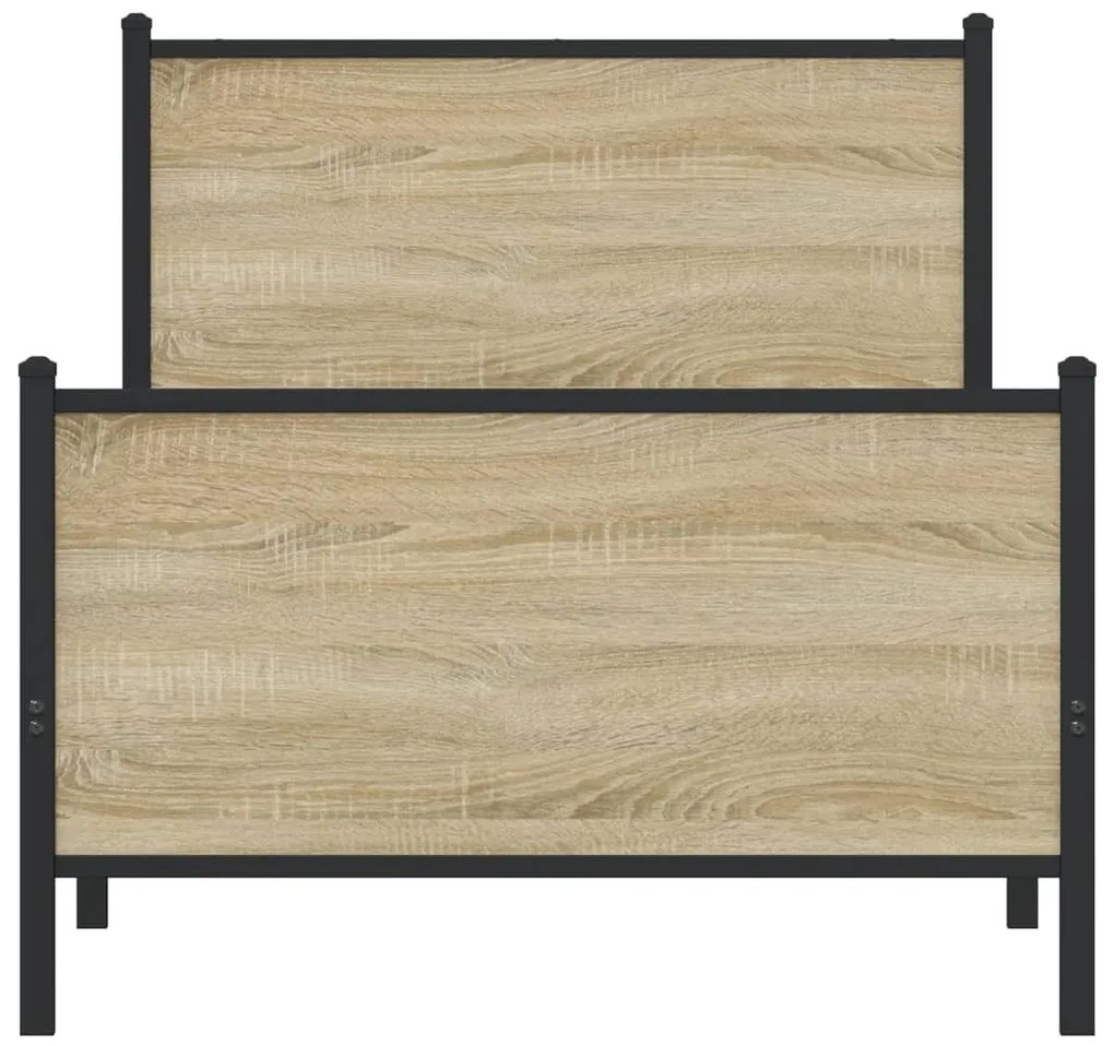 Estrutura de cama sem colchão 80x200 cm metal carvalho sonoma