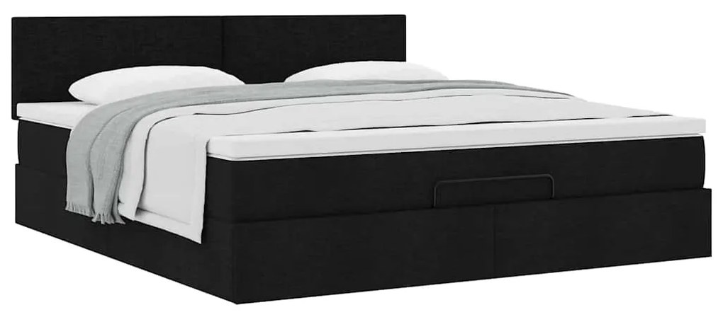 Estrutura de cama otomana com colchão 160x200 cm tecido preto