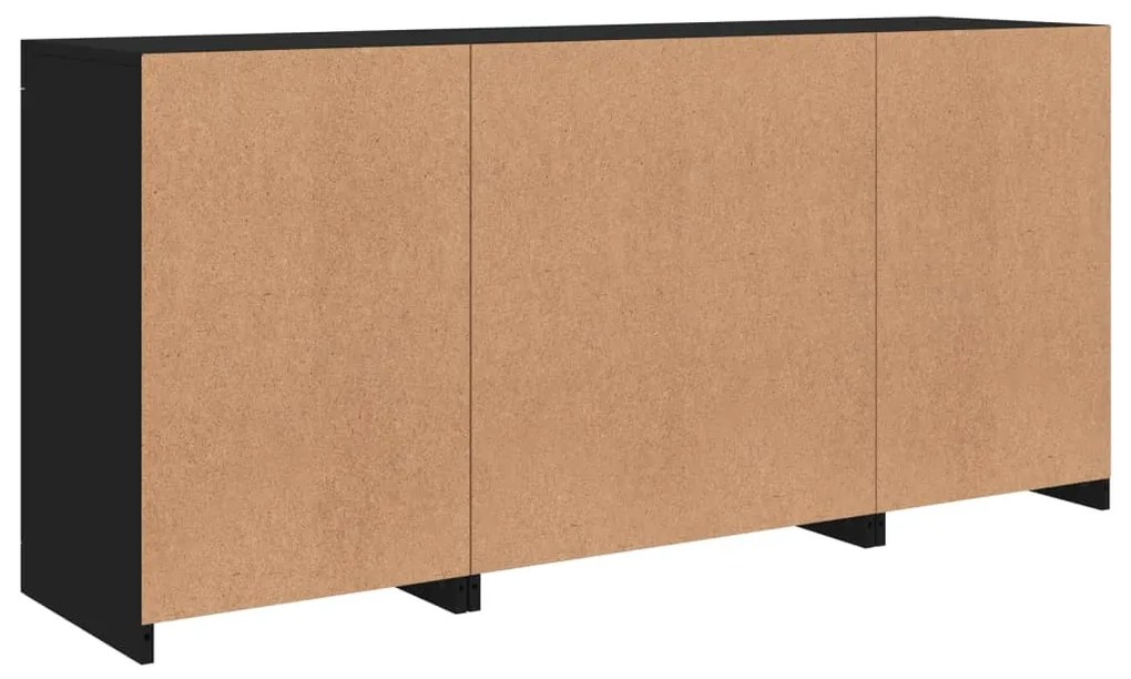Aparador com luzes LED 142,5x37x67 cm preto