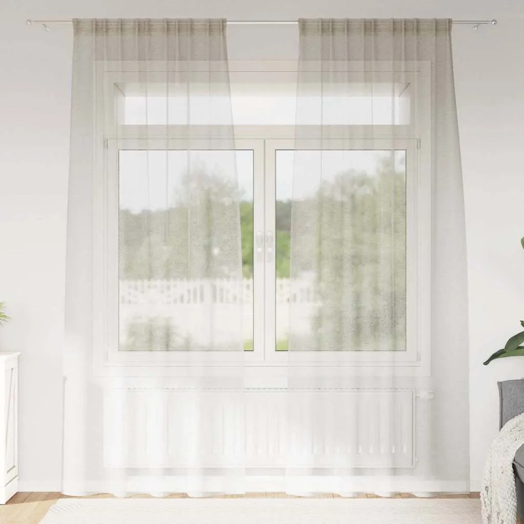 Cortinas com cortinas 2 pcs Creme 140 x 245 cm Poliéster