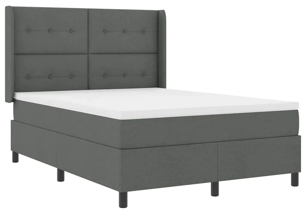 Cama Box com Colchão Cinza Escuro 160x200 cm de Tecido