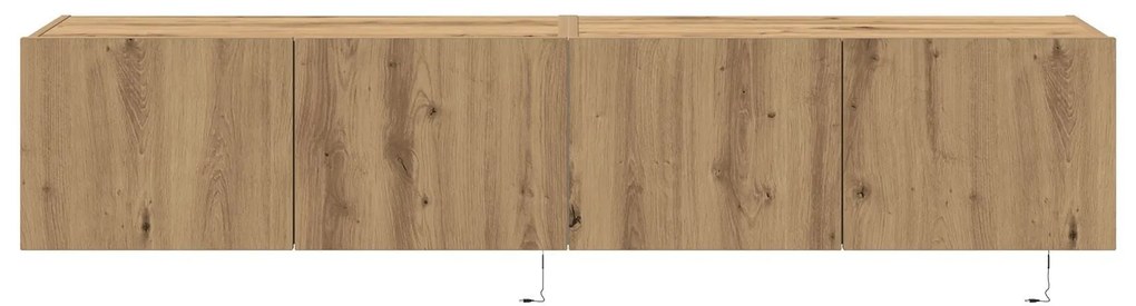 Armários de TV vidaXL com luzes LED 2 pcs Carvalho Artesanal 80x35x31
