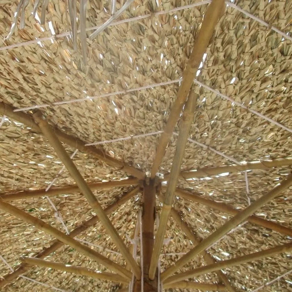 Guarda-sol de bambu 270 cm cobertura em folhas de bananeira